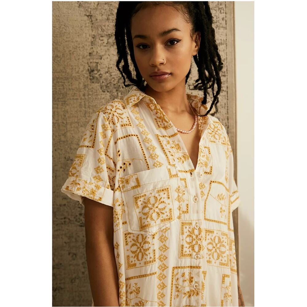 URBAN OUTFITTERS UO Smiwth White & Yellow Long Maxi Frock Dress // XS - Picture 2 of 16